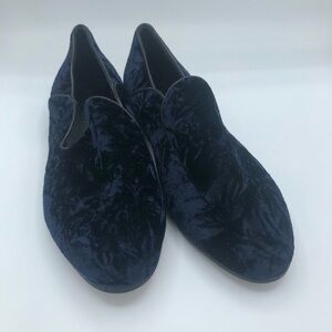 M. Gemi Size 7 Crushed Velvet Navy Blue Loafer The Petalo Due